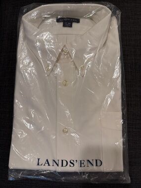 Lands' End Men's Button-Down Shirt in Off-White